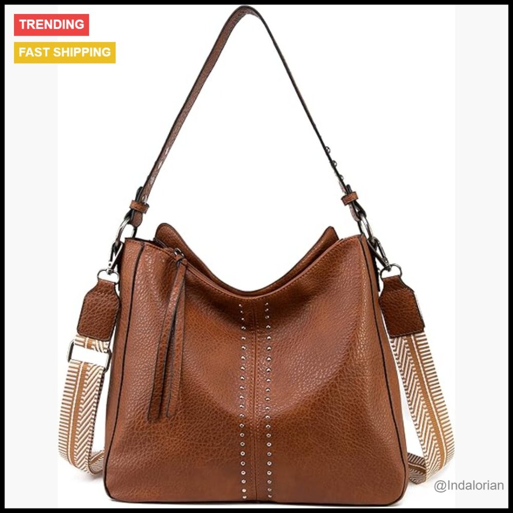 Vegan Leather Hobo Purse Adjustable Strap Boho Chic Crossbody Satchel Handbag
